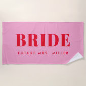 Red and Pink Bachelorette Future Frau Bride Strandtuch (Vorderseite)