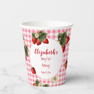 Red and Pink Berry First Baby Girl Birthday Party Pappbecher