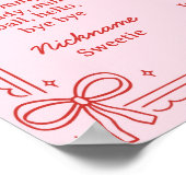 Red and Pink Bow Cake 1st Birthday Milestone Sign Poster (Ecke)