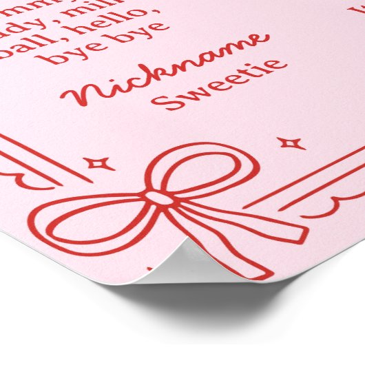 Red and Pink Bow Cake 1st Birthday Milestone Sign Poster (Ecke)