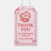 Red and Pink Bow Cake Birthday Party Thank You Geschenkanhänger (Vorderseite)