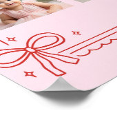 Red and Pink Bow Cake Birthday Photo Milestone Poster (Ecke)