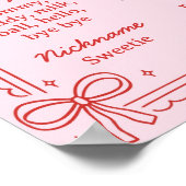 Red and Pink Bow Cake First Year Milestone Photo Poster (Ecke)