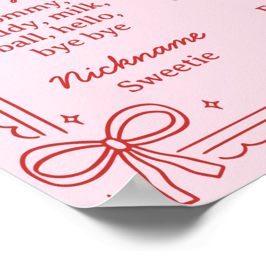 Red and Pink Bow Cake First Year Milestone Photo Poster (Ecke)