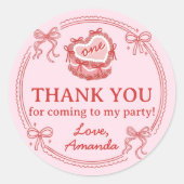 Red and Pink Bow Girls Just Wanna Be One Birthday Runder Aufkleber (Vorderseite)