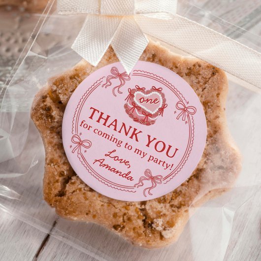 Red and Pink Bow Girls Just Wanna Be One Birthday Runder Aufkleber