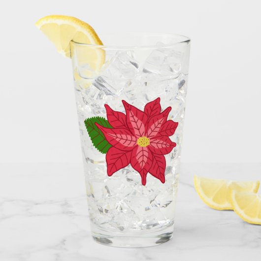 Red and Pink Christmas Poinsettia Glas (Vorderseite Ice)