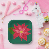 Red and Pink Christmas Poinsettia Pappteller (Party)