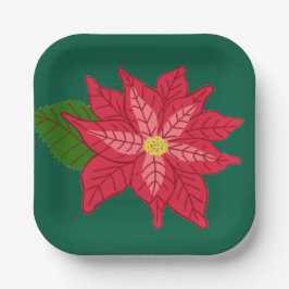 Red and Pink Christmas Poinsettia Pappteller