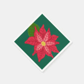 Red and Pink Christmas Poinsettia Serviette (Ecke)