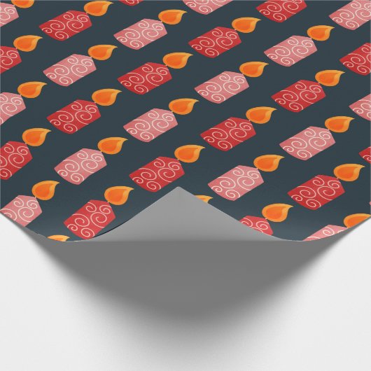 Red and Pink Festive Holiday Candle Wrapping Paper Geschenkpapier (Ecke)