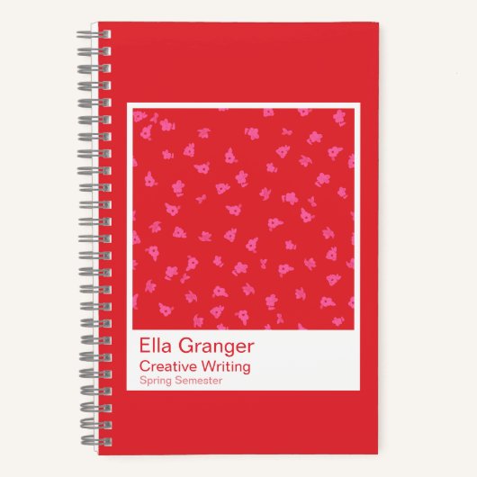 Red and Pink Floral Notebook Notizblock (Vorderseite)