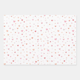  Red and Pink heart valentine Geschenkpapier Set