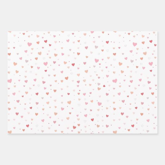 Red and Pink heart valentine Geschenkpapier Set (Vorderseite)