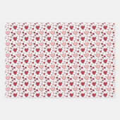 Red and Pink Hearts and Roses Doodle Art Geschenkpapier Set (Vorderseite)