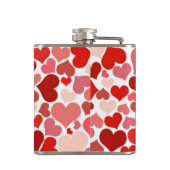 Red and Pink Hearts Mosaic Pattern Flachmann (Rückseite)