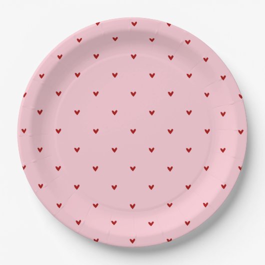 Red and Pink Hearts Pattern Valentine's Day Pappteller (Vorderseite)