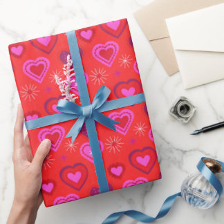 Red and Pink Hearts Romantic Valentine's Geschenkpapier