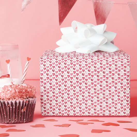 Red and Pink Mini Watercolor Hearts Geschenkpapier