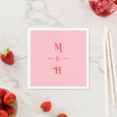Red and Pink Minimalist Monogram Wedding Party Serviette (Beispiel)