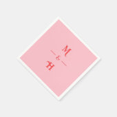 Red and Pink Minimalist Monogram Wedding Party Serviette (Ecke)