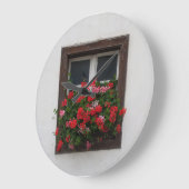 Red And Pink Pelargonium Große Wanduhr (Winkel)