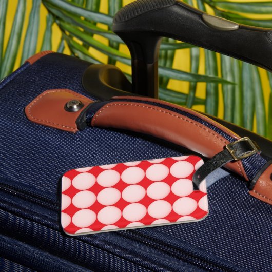 Red and Pink Polka Dot Pattern Gepäckanhänger (Vorderseite Insitu 3)
