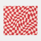 Red and Pink Psychedelic Checkered Groovy Grid Pat Fleecedecke (Vorderseite (Horizontal))