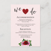 Red and Pink Roses Wedding Details Begleitkarte (Vorderseite)