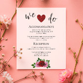 Red and Pink Roses Wedding Details Begleitkarte