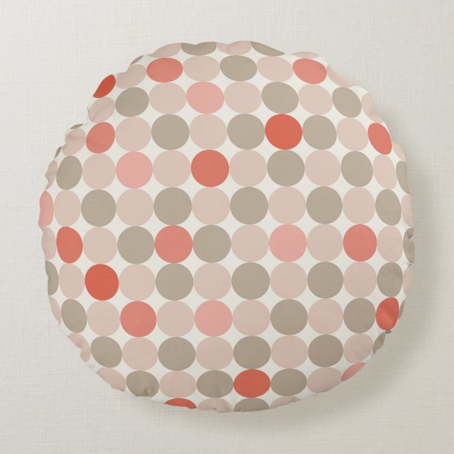 Red and pink Scandinavian Circles Round Pillow Rundes Kissen (Vorderseite)