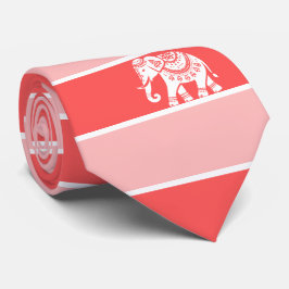 Red and pink stripes with white elephant krawatte