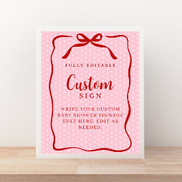 Red and Pink Valentines Baby Shower Custom Sign Poster