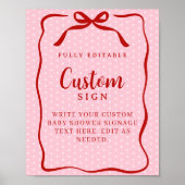 Red and Pink Valentines Baby Shower Custom Sign Poster (Vorne)