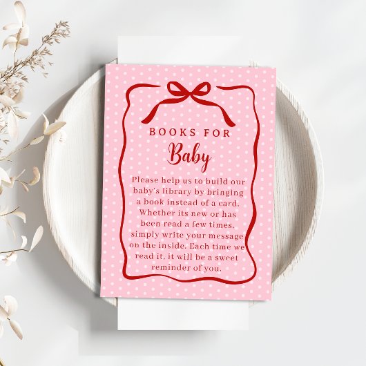 Red and Pink Valentines Books For Baby Shower Begleitkarte