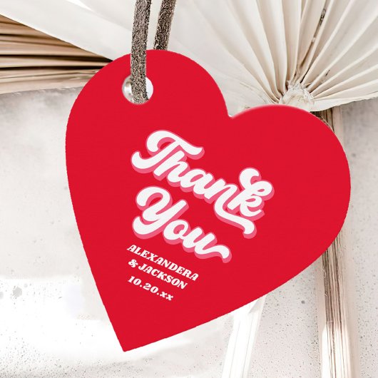 Red and Pink Valentines Wedding Vielen Dank Geschenkanhänger