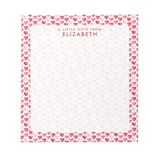 Red and Pink Watercolor Heart Notizblock (Vorderseite)