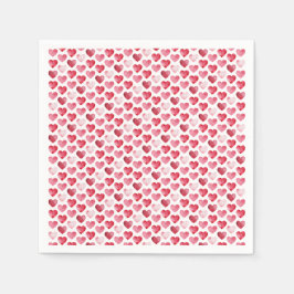 Red and Pink Watercolor Hearts Valentine Serviette