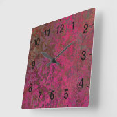 Red and purple abstract quadratische wanduhr (Winkel)