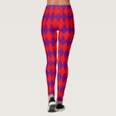 Red and Purple Harlequin Checkered Design  Leggings (Rückseite)
