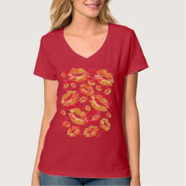 Red and Purple Lip Print Flirtatious Fun T-Shirt
