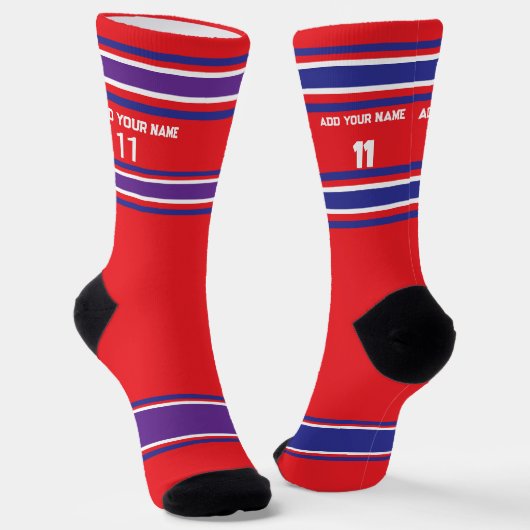 Red and purple Sport Jersey - Name Number Socks Socken (Gewinkelt)