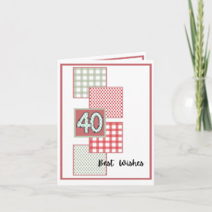 Red and Sage Dots and Gingham - 40. Geburtstag Karte