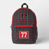 Red and silver checkered tartan plaid New Mexico Bedruckter Rucksack (Vorderseite)