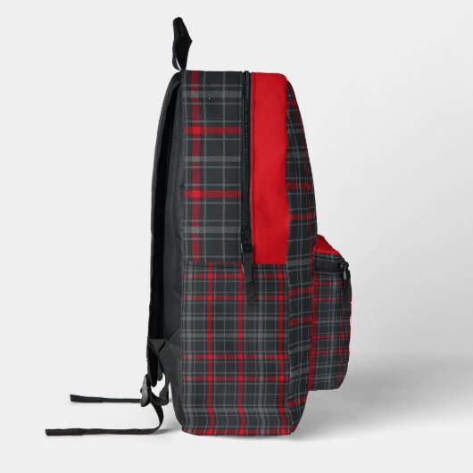 Red and silver checkered tartan plaid New Mexico Bedruckter Rucksack (Links)