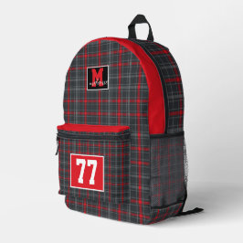 Red and silver checkered tartan plaid New Mexico Bedruckter Rucksack