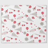 Red and Silver Christmas Matte Wrapping Paper Geschenkpapier (Flach)
