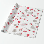 Red and Silver Christmas Matte Wrapping Paper Geschenkpapier (Ungerollt)