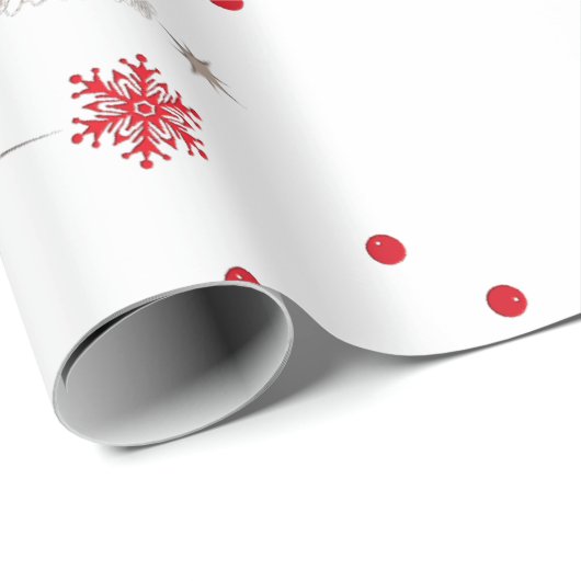 Red and Silver Christmas Matte Wrapping Paper Geschenkpapier (Rolleneckpunkt)
