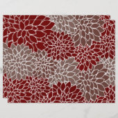Red and silver dahlias origami paper (Vorne/Hinten)